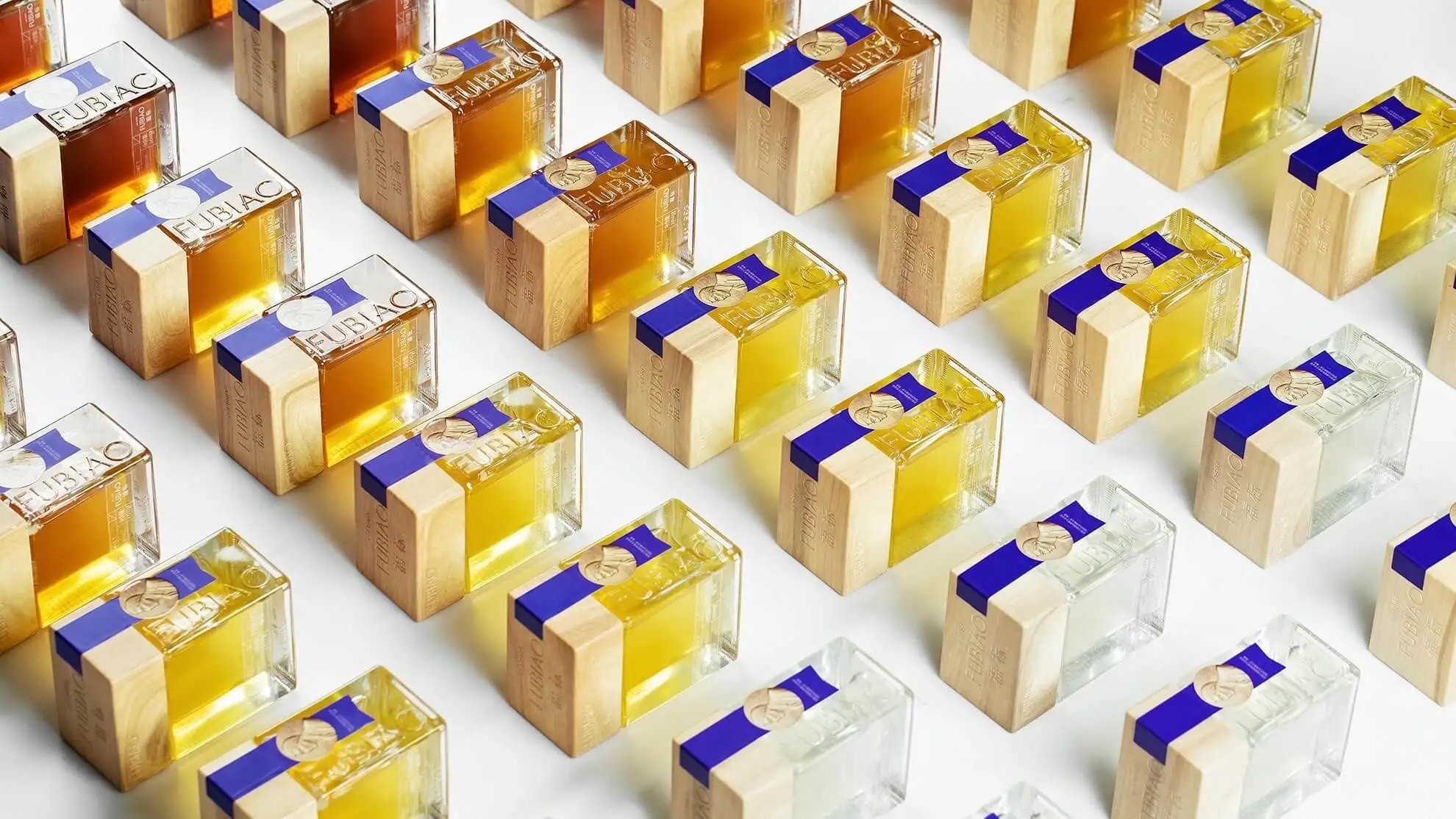 FUBIAO honey collection in distinctive glass bottles